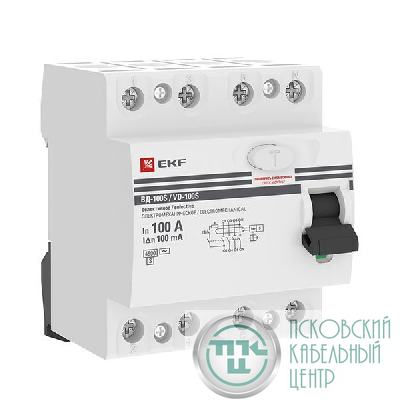 Выключатель дифференциального тока (УЗО) 4п 100А 100мА тип AC ВД-100 (электромех.) PROxima EKF elcb-4-100-100S-em-pro