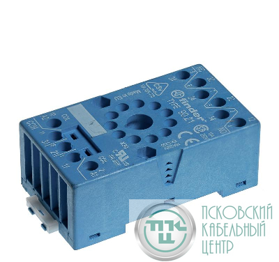 Розетка с винт. клеммами (с зажимной клетью) для реле 60.13 таймера 88.02 модули 99.01 в комплекте металлич. клипса 090.33 син. FINDER 9021SMA