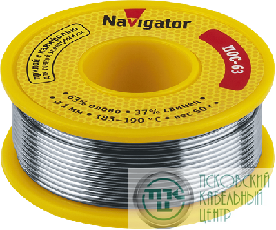 Припой 93 776 NEM-Pos05-63K-1-K50 (ПОС-63 катушка 1мм 50г) NAVIGATOR 93776