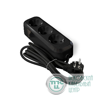 Удлинитель 3х2м с заземл. 16А IP20 Е-303 ПВС 3х1 АБС-пластик черн. UNIVersal 2180