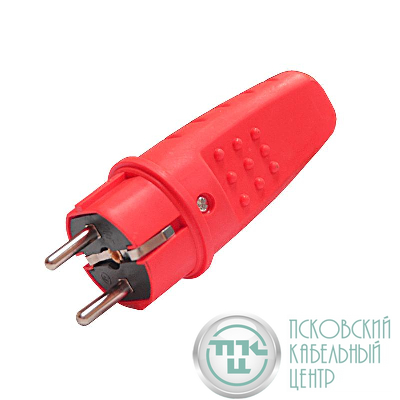 Вилка электрическая прямая 1ф 16А 250В IP44 с заземл. каучук красн. (еврослот) UNIVersal 3079