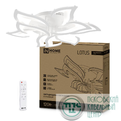 Светильник светодиодный ELEGANT LOTUS 120Вт 3000-6500К 8400лм 230В 810х700х120мм с пультом ДУ бел. IN HOME 4690612051512