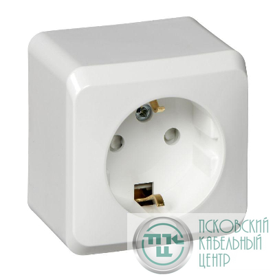 Розетка 1-м ОП Этюд 16А IP20 250В с заземл. защ. шторки бел. SE PA16-004B