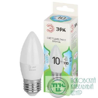 Лампа светодиодная GREEN LINE B35-10W-840-E27 GL 10Вт свеча 4000К яркий свет бел. E27 Эра Б0067096