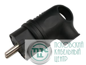 Вилка угловая с заземлением каучук 16А IP44 черн. 9220 IN HOME 4690612010229