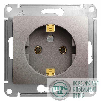 Розетка 1-м СП Glossa 16А IP20 250В с заземл. механизм платина SE GSL001243