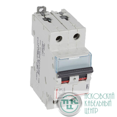 Выключатель автоматический модульный 2п C 16А 6кА DX3-E 6000 2мод. 230/400В Leg 407277