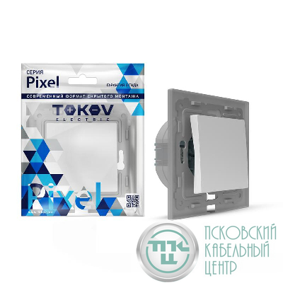 Переключатель 1-кл. СП Pixel IP44 механизм бел. TOKOV ELECTRIC TKE-PX-P1-C01-IP44
