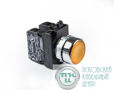 Кнопка нажимная круглая CM102DS (1НО+1НЗ) желт. EMAS CM102DS