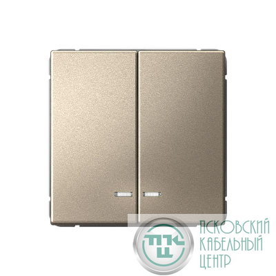 Выключатель 2-кл. ArtGallery (сх. 5а) 10AX с подсветкой механизм шампань SE GAL000553