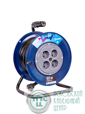 Удлинитель на катушке 4х50м 16А IP20 3.5кВт ПВС 2х1.5 КОСМОС YKKsm50m-4g(16A)