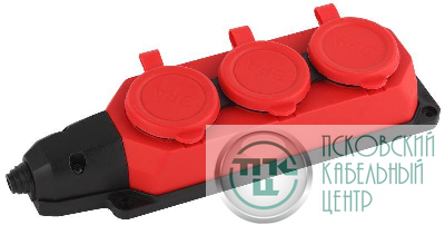 Колодка удлинителя 3-м с заземл. 16А IP44 K-3e-RED-IP44 каучук красн. Эра Б0044552