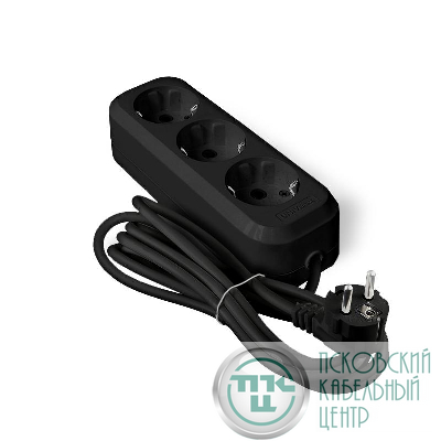 Удлинитель 3х3м с заземл. 10А IP20 У10-554 ПВС 3х0.75 черн. UNIVersal 1982