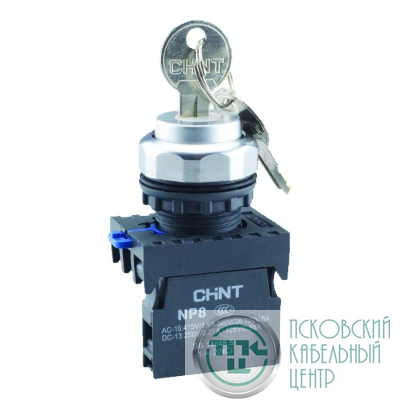 Переключатель с ключом NP8-10Y/21 2 положения фиксацией 2НО IP65 (R) CHINT 667182