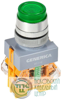 Кнопка D7-11D d22мм 1НО+1НЗ с подсветкой зел. GENERICA BBT50-11D-3-12-K06-G