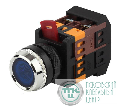 Кнопка ABLFS-22 син. d22мм неон/240В 1з+1р BBT30-ABLFS-K07E ЭРА Б0045657