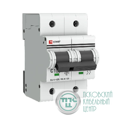 Выключатель автоматический модульный 2п C 100А 15кА ВА 47-125 PROxima EKF mcb47125-2-100C