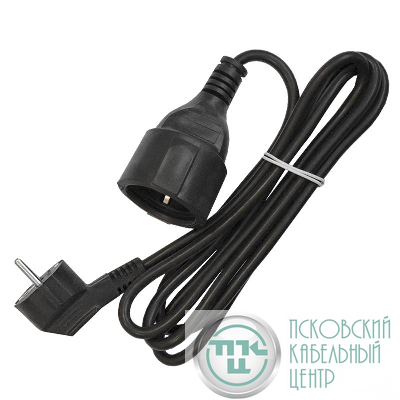 Удлинитель-шнур 1х2м с заземл. 16А IP20 ПВС 3х1 черн. DOMTOK 2341