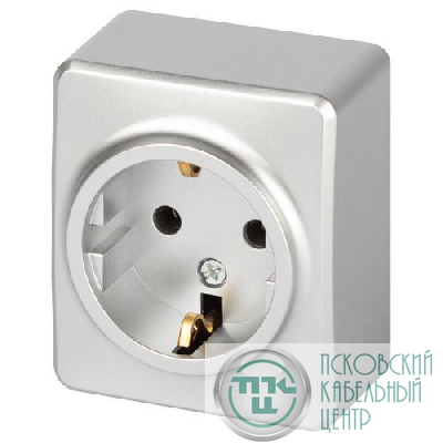 Розетка Эксперт 11-2203-03 2P+E Schuko IP20 16А-250В ОУ алюм. Эра Б0063020