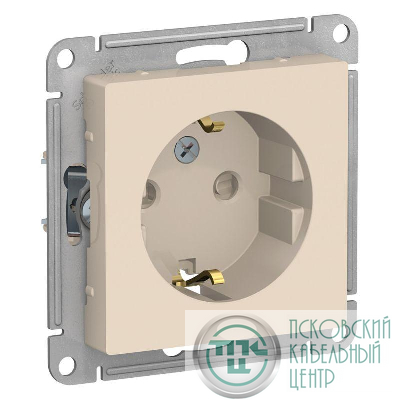 Розетка 1-м СП AtlasDesign 16А IP20 с заземл. защ. шторки механизм беж. SE ATN000245