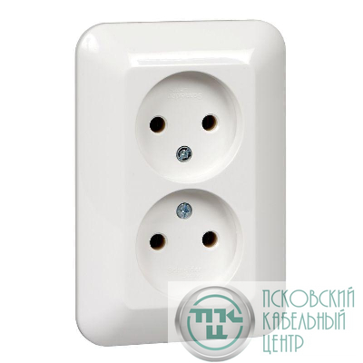 Розетка 2-м СП Прима 16А IP20 без заземл. без защ. шторок (опт. упак.) бел. SchE RS16-211-B