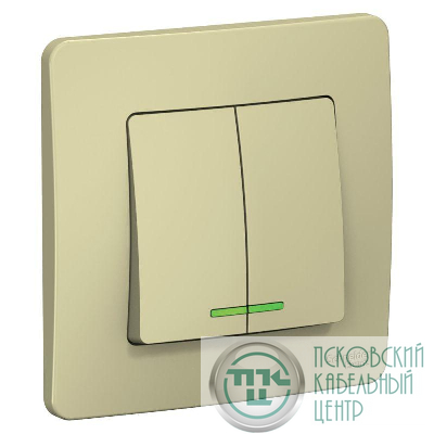 Выключатель 2-кл. СП Blanca 10А IP20 (сх. 5) 250В с подсветкой беж. SE BLNVS010517