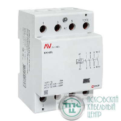 Контактор модульный КМ 40А 4NO 230В AC (3 мод.) AVERES EKF km-av-3-40-40-230V