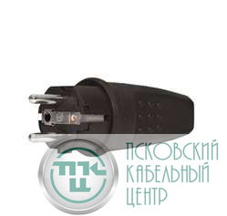 Вилка электрическая прямая однофазная 16А 250В IP44 с заземл. каучук (еврослот) UNIVersal 602227