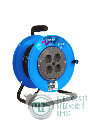 Удлинитель на катушке 4х50м с заземл. 16А IP20 3.5кВт ПВС 3х1.5 КОСМОС YKKsm50m-4g-Z(16A)
