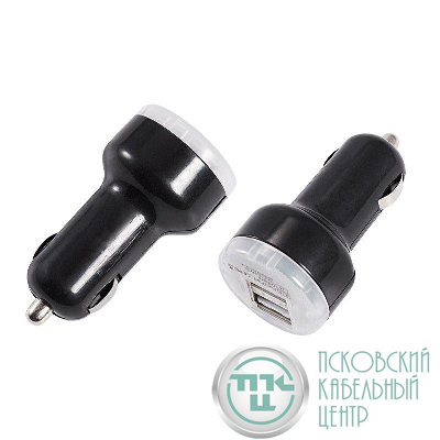 Автозарядка в прикуриватель 2хUSB с индикацией (АЗУ) (1000+2100 mA) черн. Rexant 18-1190