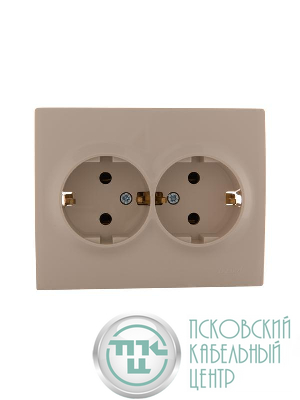 Розетка 2-м СП Karina с заземл. керамика крем. LEZARD 707-0300-127