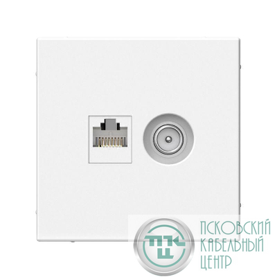 Розетка компьютерная + телевизионная 2-м СП ArtGallery RJ45 кат.5E + TV механизм бел. SE GAL000189