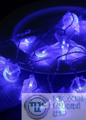 Гирлянда светодиодная "Морская" (ракушки звезды раковины) 20LED 2.9+0.3м акрил син. КОСМОС KOC_GIR-B113