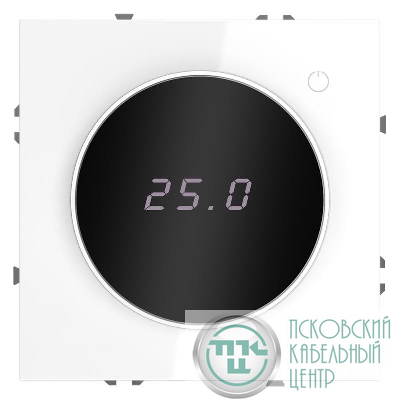 Терморегулятор электронный S70 с индикацией и датчиком для теплого пола механизм бел. глянцевый Voltum VLS070101
