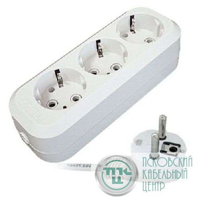 Удлинитель 3х2м с заземл. 16А IP20 Е-303 ПВС 3х1 АБС-пластик UNIVersal 9631976