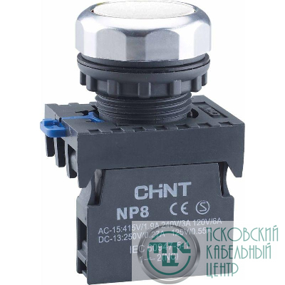 Кнопка управления NP8-20BND/1 подствет. самовозв. AC110-230В(LED) 2НО IP65 (R) бел. CHINT 667642