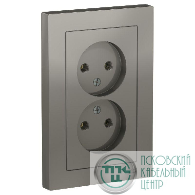 Розетка 2-м СП AtlasDesign 16А IP20 без заземл. в сборе сталь SE ATN000920