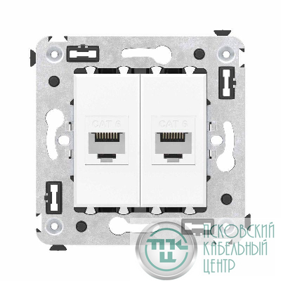 Розетка компьютерная 2-м СП Avanti "Белое облако" RJ45 кат.6 без шторок механизм DKC 4400694