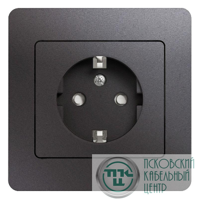 Розетка 1-м СП Glossa 16А IP20 250В с заземл. защ. шторки в сборе графит SE GSL001344