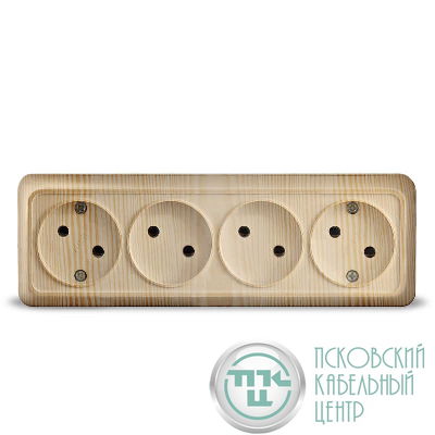 Розетка 4-м ОП Олимп 16А IP20 без заземл. сосна UNIVersal 1174