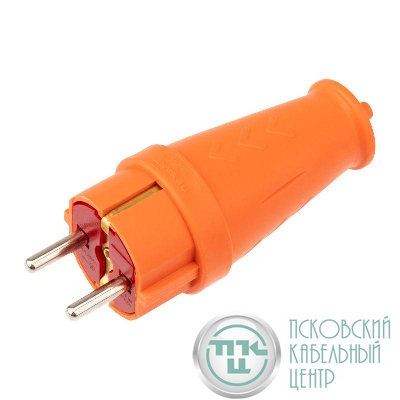 Вилка прямая влагозащ. 16А IP44 с заземл. COMPACT каучук оранж. Rexant 111-202