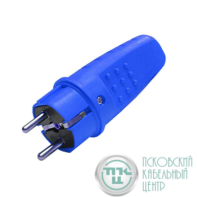 Вилка электрическая прямая 1ф 16А 250В IP44 с заземл. каучук син. (еврослот) UNIVersal 3041