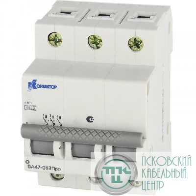 Выключатель автоматический модульный 3п C 6А 4.5кА ВА 47-063 Контактор 7000144