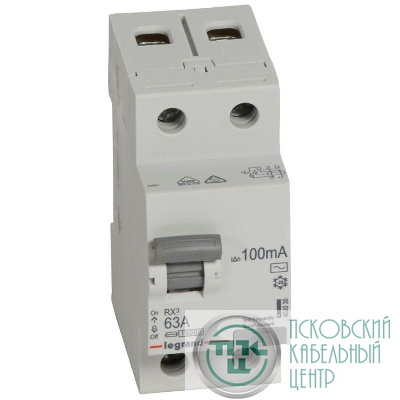 Выключатель дифференциального тока (УЗО) 2п 63А 100мА тип AC RX3 ИЭК Leg 402030