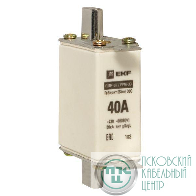Вставка плавкая ППН-33 100/40А габарит 00C PROxima EKF fus-33/100/40