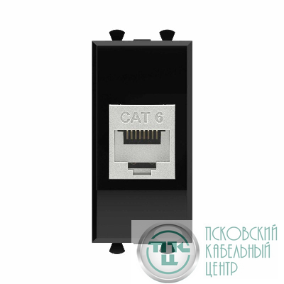 Розетка компьютерная 1мод. Avanti "Черный квадрат" RJ45 модульная кат.6 экранир. DKC 4402791
