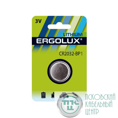 Элемент питания литиевый CR2032 BL-1 (блист.1шт) 3В Ergolux 15076