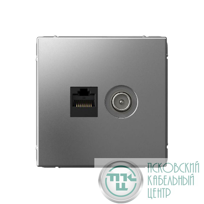 Розетка компьютерная + телевизионная 2-м СП ArtGallery RJ45 кат.5E + TV механизм сталь SE GAL000989