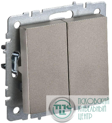 Выключатель проходной 2-кл. СП BRITE ВС10-2-6-БрШ 10А механизм шампань IEK BR-V22-0-10-K37