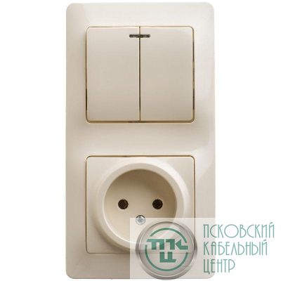 Блок комбинированный GLOSSA розетка + выкл. 2-кл. с подсвет. беж. SchE GSL000273